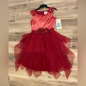 Girls rose/wine party dress size 16 NWT